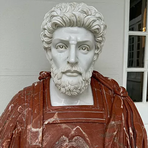 imagem de Busto Soldado Romano em Mármore 79cm BMP030 Escultura Clássica Imponente