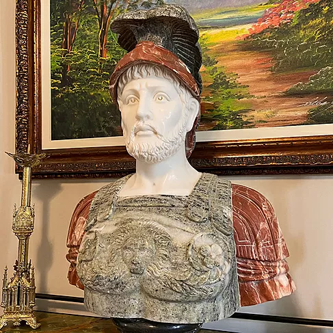 imagem de Busto Soldado Romano III em Mármore 81cm BMP040 Escultura de Presença e Sofisticação