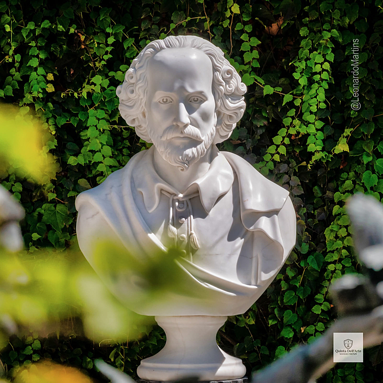 imagem do produto Busto William Shakespeare em M�rmore Branco 83cm BMP060 Escultura Cl�ssica Sofisticada