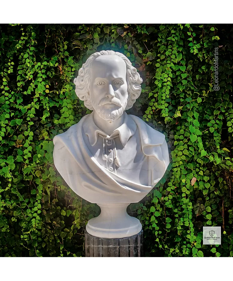 imagem do produto Busto William Shakespeare em M�rmore Branco 83cm BMP060 Escultura Cl�ssica Sofisticada