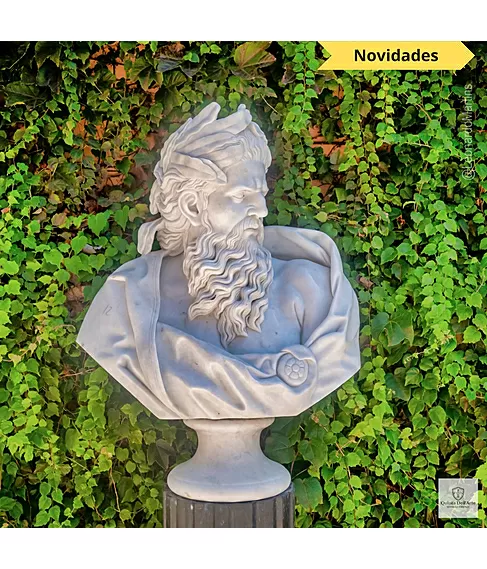 imagem de Busto Zeus em Mármore Branco 79cm - BMP062