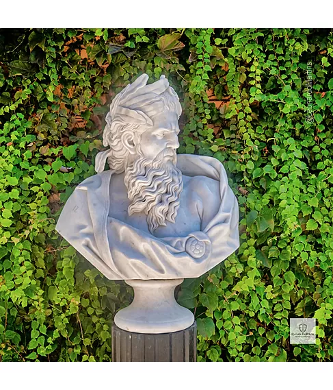 imagem de Busto Zeus em Mármore Branco 79cm - BMP062