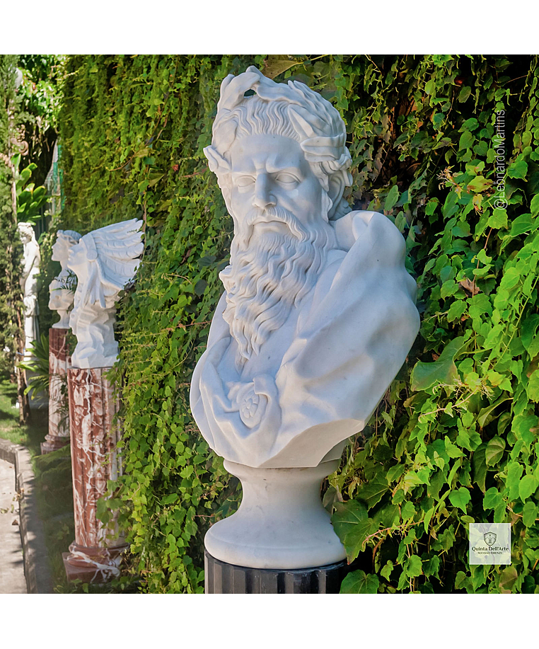 imagem do produto Busto Zeus em M�rmore Branco 79cm BMP062 Escultura Cl�ssica Imponente