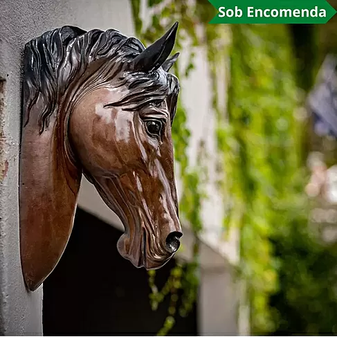 imagem de Cabeça de Cavalo em Bronze 47cm - VRBZ324 Obra Detalhada