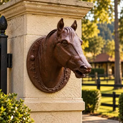 imagem de Cabeça de Cavalo Jockey em Ferro Fundido 73cm VRF271D Para Haras