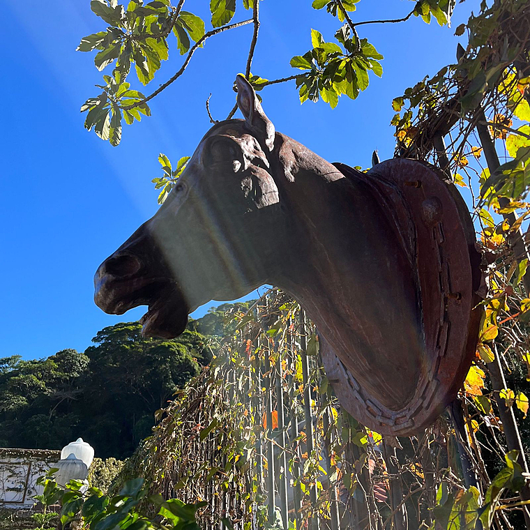 imagem do produto Cabe�a de Cavalo Jockey em Ferro Fundido 73cm VRF271D Para Haras