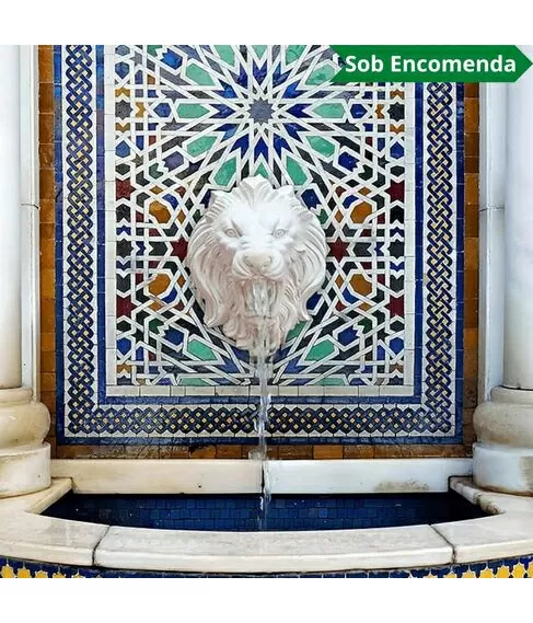 imagem de Cara de Leão em Ferro Fundido 30cm - VRF064 | Peça Decorativa para Jardins