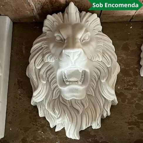 imagem de Cara de Leão em Mármore 36cm VRMP326 Design Clássico
