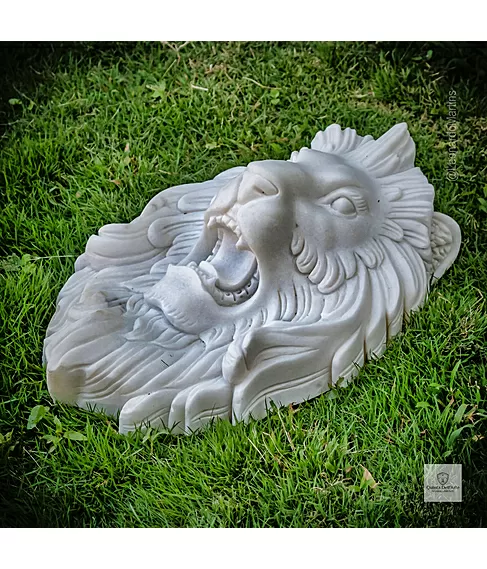 imagem de Cara de Leão em Mármore 45cm VRMP327 Elegância e Sofisticação