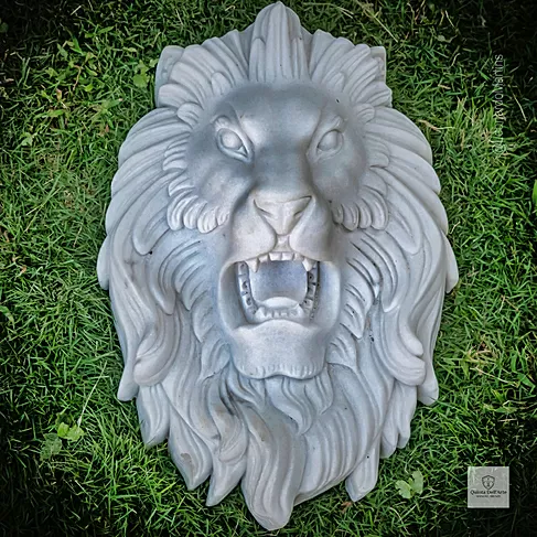 imagem de Cara de Leão em Mármore 45cm VRMP327 Elegância e Sofisticação