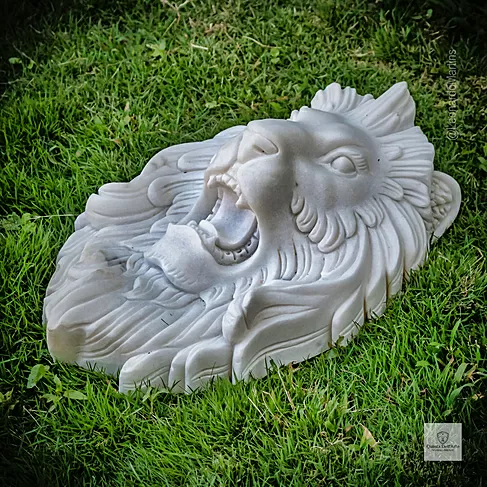 imagem de Cara de Leão em Mármore 45cm VRMP327 Elegância e Sofisticação