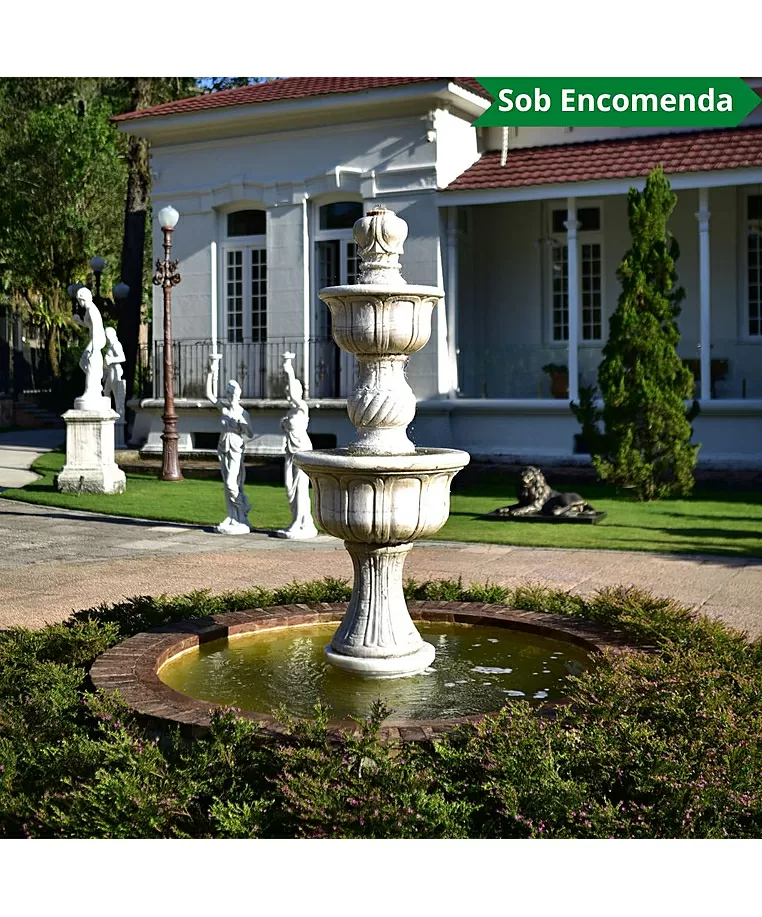 imagem do produto Chafariz 2 Pratos 200cm para Lago M�rmore Branco - FMP177 Design Cl�ssico
