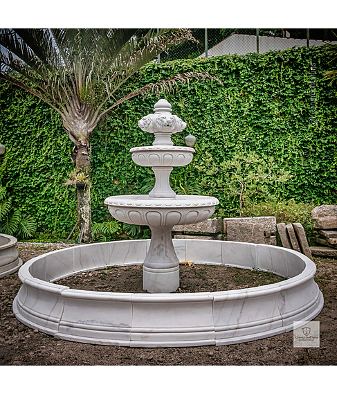 imagem de Chafariz 2 Pratos com Lago Mrmore  Branco 230cm - FMP353