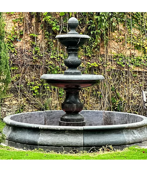 imagem de Chafariz 2 Pratos com Lago Mármore Preto 210cm  - FMP208