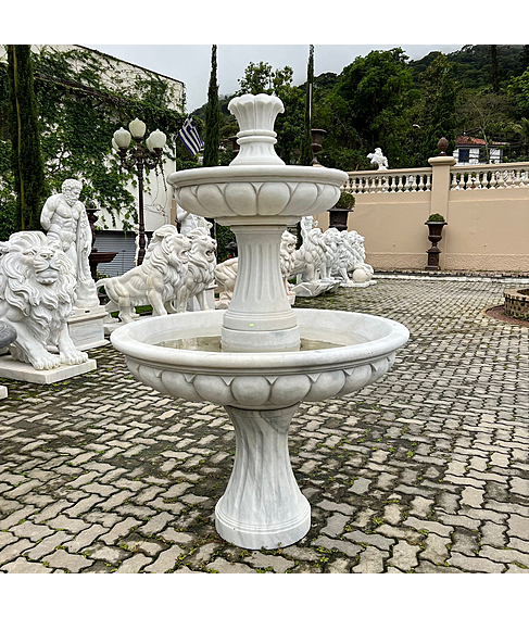 imagem de Chafariz 2 Pratos em Mrmore Branco  180cm - FMP222