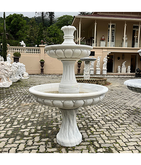 imagem de Chafariz 2 Pratos em Mrmore Branco  180cm - FMP222