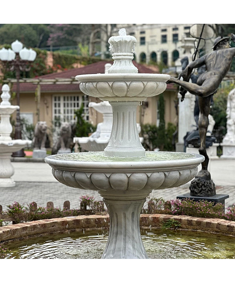 imagem do produto Chafariz 2 Pratos em M�rmore Branco  180cm - FMP222