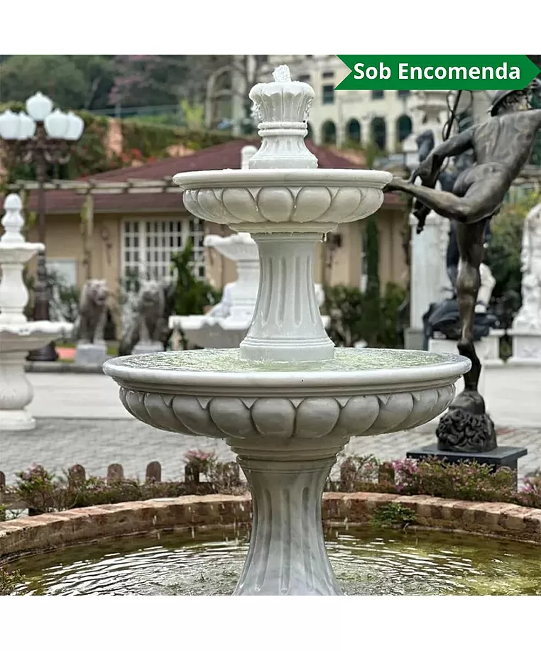 imagem do produto Chafariz 2 Pratos em M�rmore Branco  180cm - FMP222