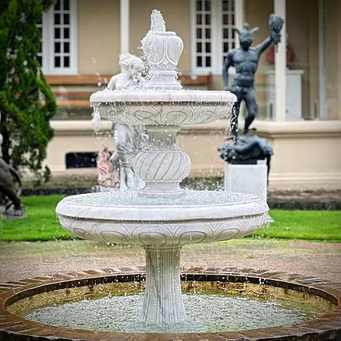 imagem de Chafariz 2 Pratos em Mármore Branco 210cm - FMP355 Elegância e Sofisticação