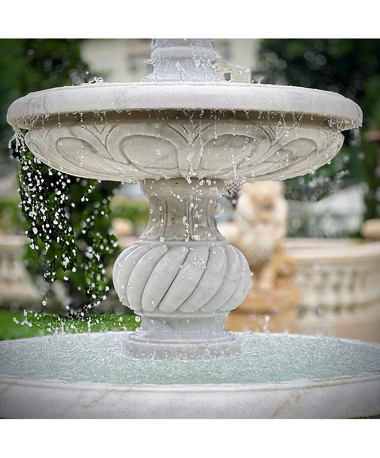 imagem do produto Chafariz 2 Pratos em M�rmore Branco 210cm - FMP355 | Eleg�ncia e Sofistica��o