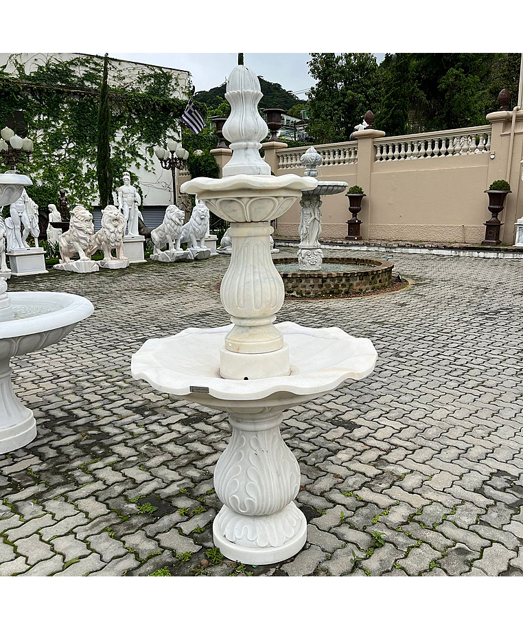 imagem do produto Chafariz 2 Pratos M�rmore Branco 200cm - FMP229 | Eleg�ncia para Projetos de Paisagismo