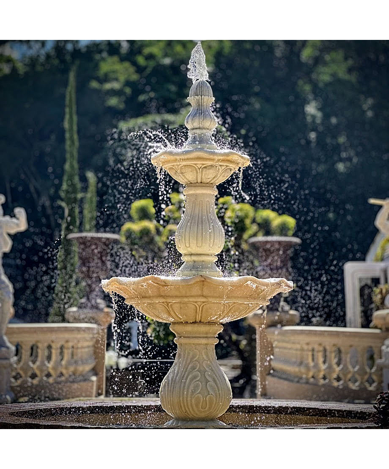 imagem do produto Chafariz 2 Pratos M�rmore Branco 200cm - FMP229 | Eleg�ncia para Projetos de Paisagismo