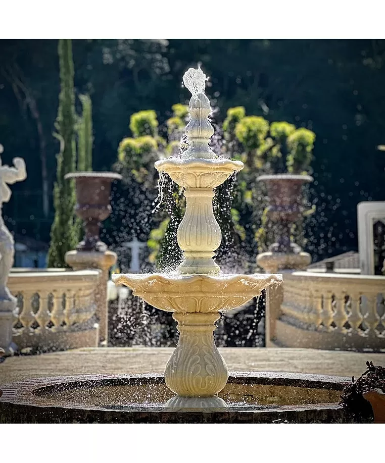 imagem do produto Chafariz 2 Pratos M�rmore Branco 200cm - FMP229 | Eleg�ncia para Projetos de Paisagismo