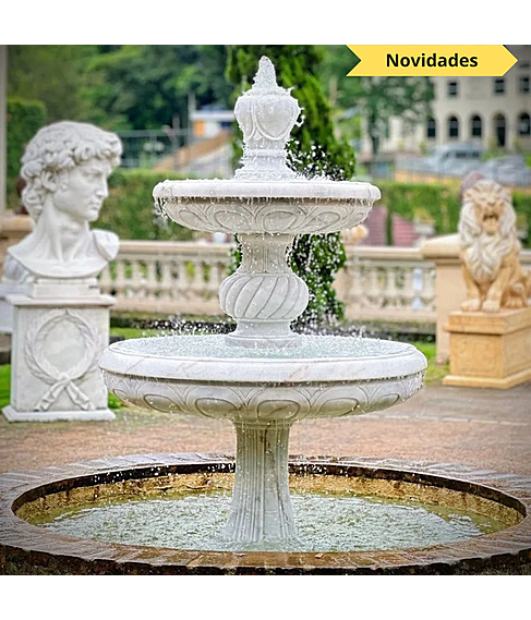 imagem de Chafariz 2 Pratos Mrmore Branco 210cm - FMP355