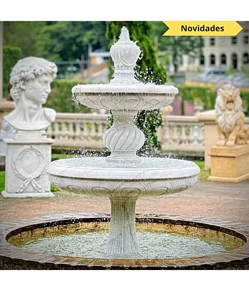 imagem de Chafariz 2 Pratos Mármore Branco 210cm - FMP355