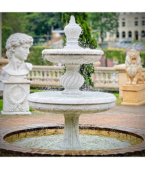 imagem de Chafariz 2 Pratos Mrmore Branco 210cm - FMP355