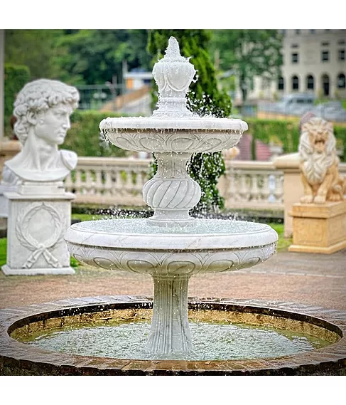 imagem de Chafariz 2 Pratos Mármore Branco 210cm - FMP355