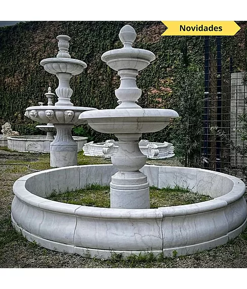 imagem de Chafariz 2 Pratos Mármore Branco-210cm - FMP380