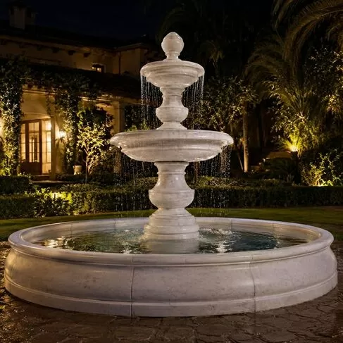 imagem de Chafariz 2 Pratos Mármore Branco 210cm - FMP380 Design Clássico para Jardins