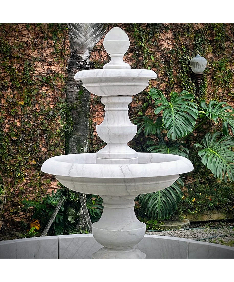 imagem do produto Chafariz 2 Pratos M�rmore Branco 210cm - FMP380 Design Cl�ssico para Jardins