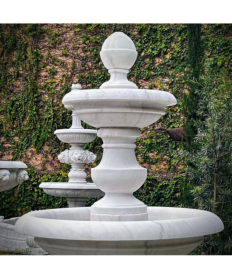 imagem do produto Chafariz 2 Pratos M�rmore Branco 210cm - FMP380 Design Cl�ssico para Jardins