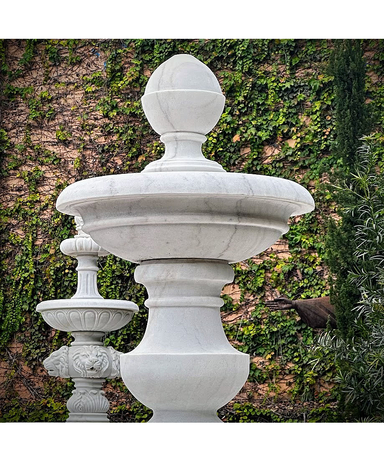 imagem do produto Chafariz 2 Pratos M�rmore Branco 210cm - FMP380 Design Cl�ssico para Jardins