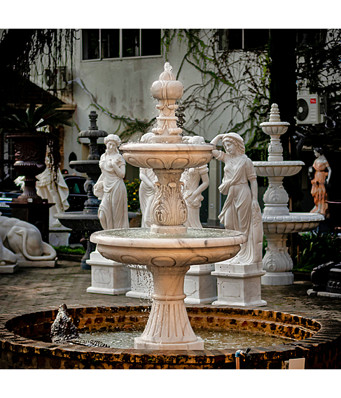 imagem de Chafariz 2 Pratos Mrmore Branco 240cm - FMP244