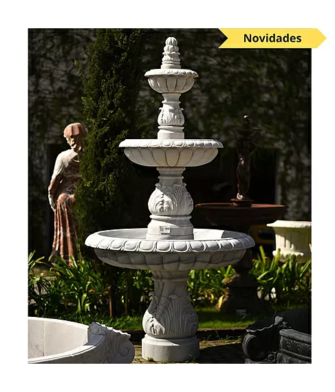 imagem de Chafariz 2 Pratos Mármore Branco 240cm - FMP356