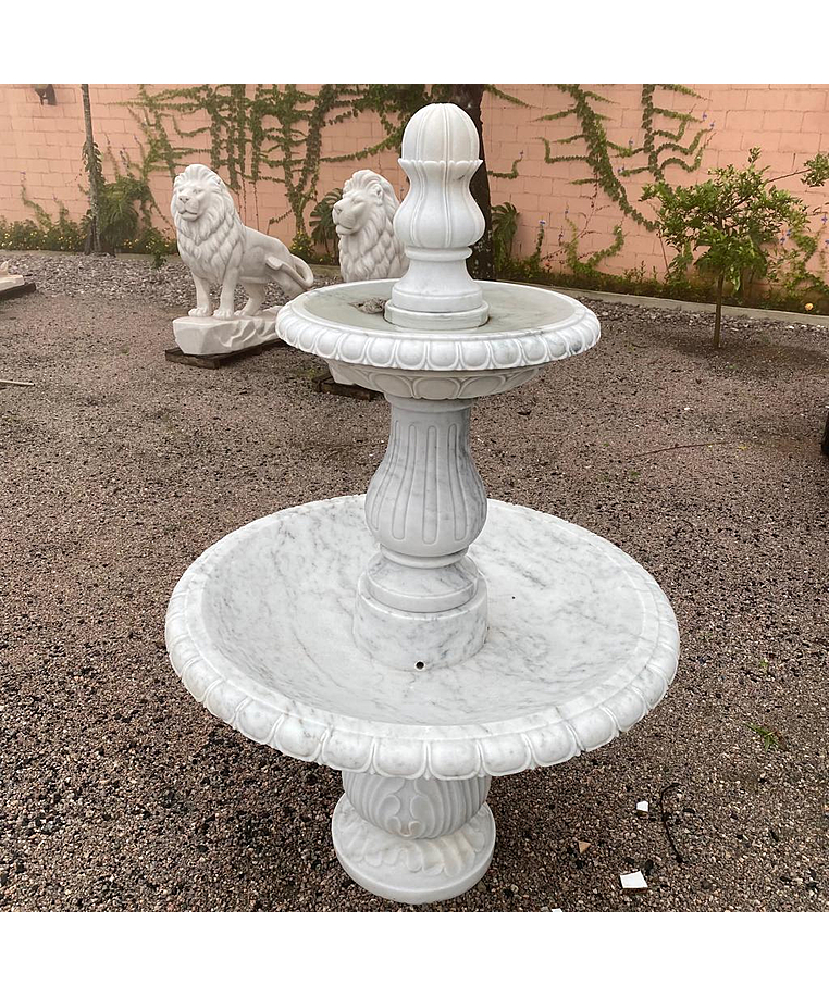 imagem do produto Chafariz 2 Pratos M�rmore Branco - FMP185 | Design Cl�ssico para Jardins