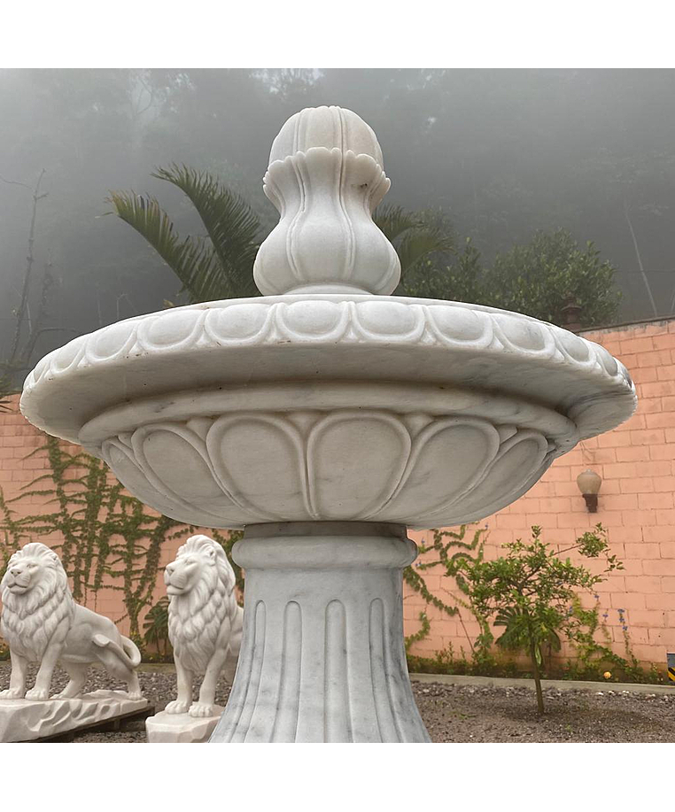 imagem do produto Chafariz 2 Pratos M�rmore Branco - FMP185 | Design Cl�ssico para Jardins
