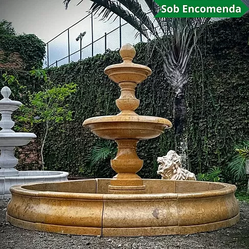 imagem de Chafariz 2 Pratos Mármore Red 210cm - FMP382 Design Clássico para Jardins