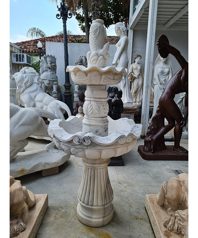 imagem do produto Chafariz 2 Pratos para Lago em M�rmore 150cm - FMP137 Paisagismo Cl�ssico e Refinado