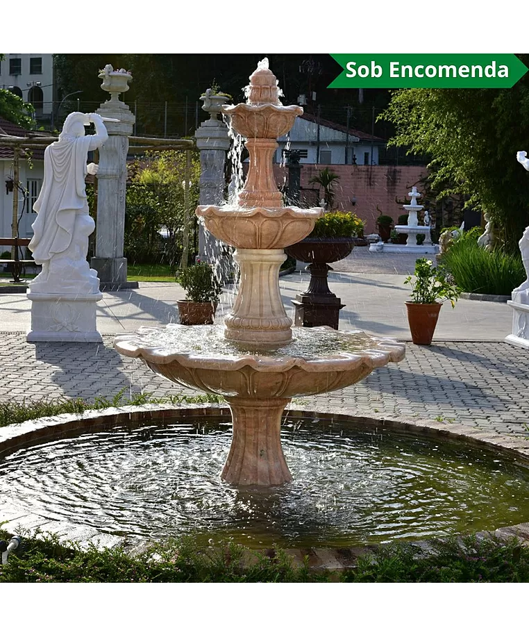 imagem de Chafariz 3 Pratos 200cm Mrmore Rosa - FMP179