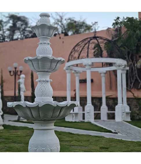 imagem de Chafariz 3 Pratos 200cm para Lago Mármore Branco - FMP178 | Alto Padrão