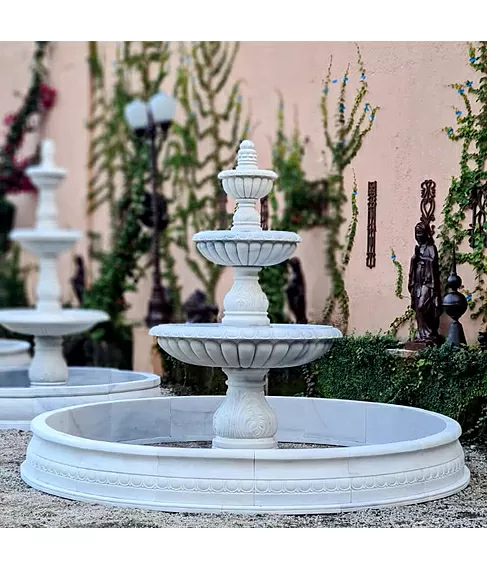 imagem de Chafariz 3 Pratos 240cm Mármore Branco - FMP197