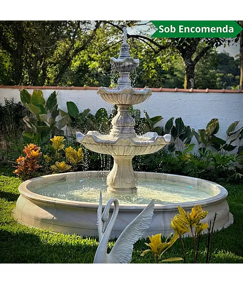 imagem de Chafariz 3 Pratos 240cm Mármore Branco - FMP199 | Estilo Clássico e Refinado