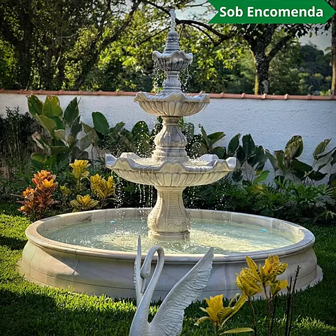 imagem de Chafariz 3 Pratos 240cm Mármore Branco - FMP199 Estilo Clássico e Refinado