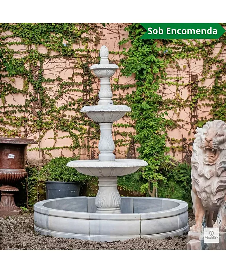 imagem do produto Chafariz 3 Pratos 250cm M�rmore Branco - FMP196 Destaque no Paisagismo
