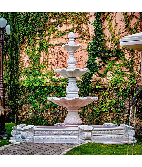 imagem de Chafariz 3 Pratos 250cm Mármore Branco - FMP198A