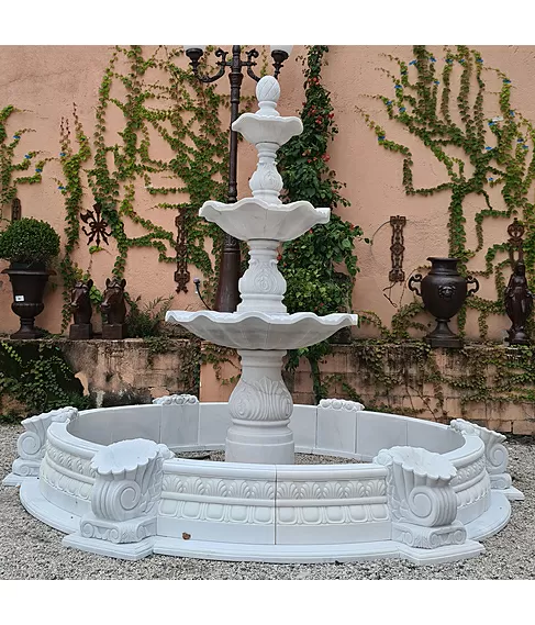 imagem de Chafariz 3 Pratos 250cm Mármore Branco - FMP198A